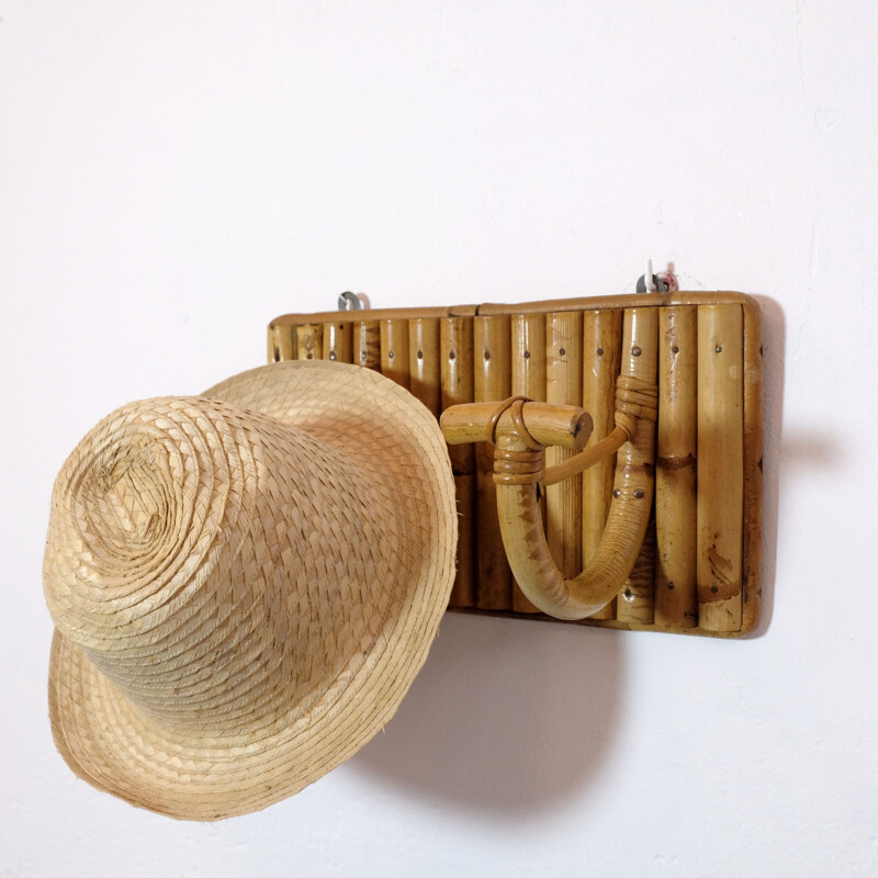 Vintage rattan coat rack, 1960-1970