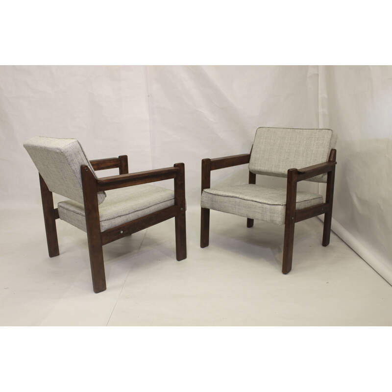 Pair of vintage wooden armchairs, 1970