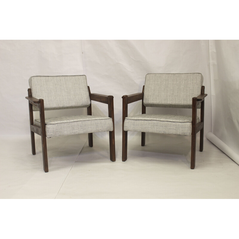 Pair of vintage wooden armchairs, 1970