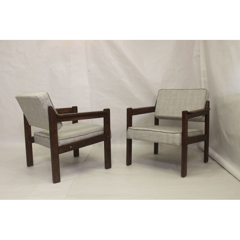 Pair of vintage wooden armchairs, 1970