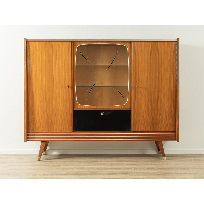 Vintage walnut highboard with two cabinet doors, Germany 1950s