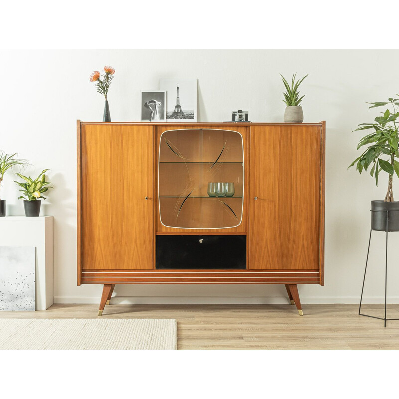 Vintage walnut highboard with two cabinet doors, Germany 1950s