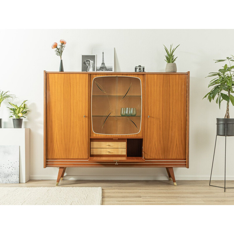 Vintage walnut highboard with two cabinet doors, Germany 1950s