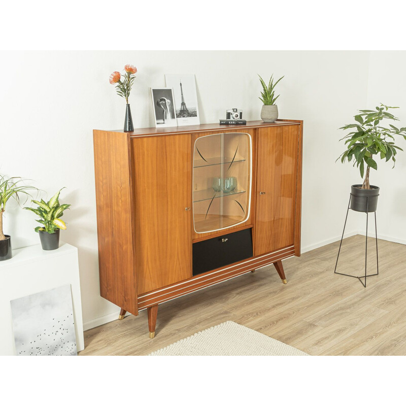 Vintage walnut highboard with two cabinet doors, Germany 1950s