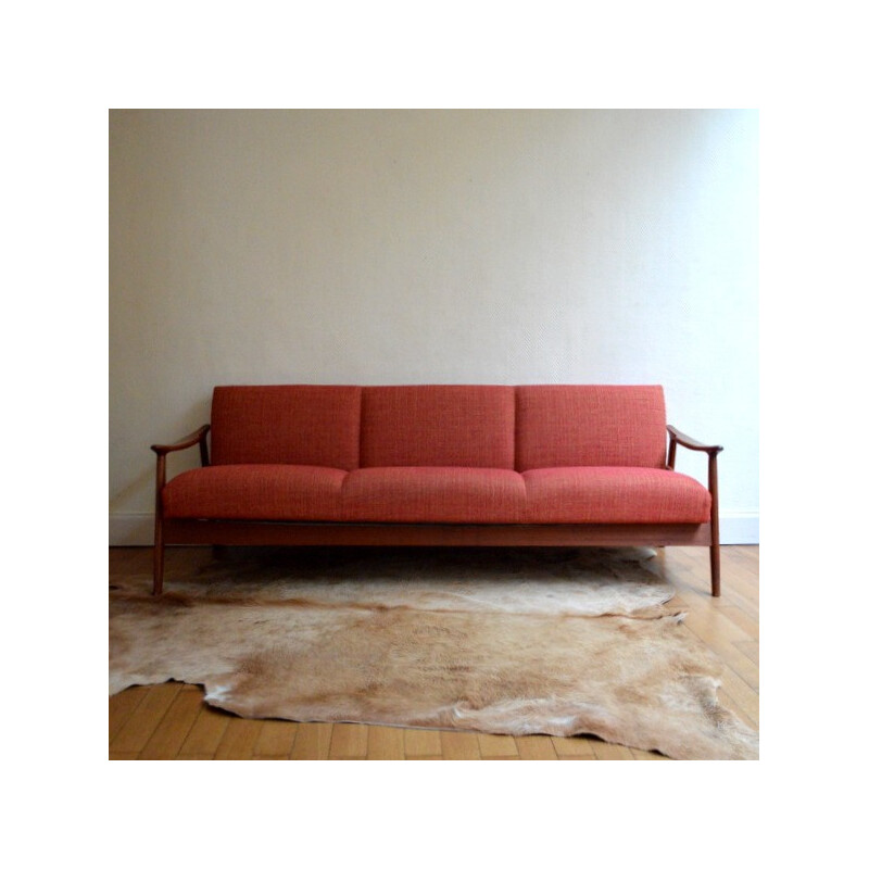 Scandinavian sofa 3 seater convertible - 1960s