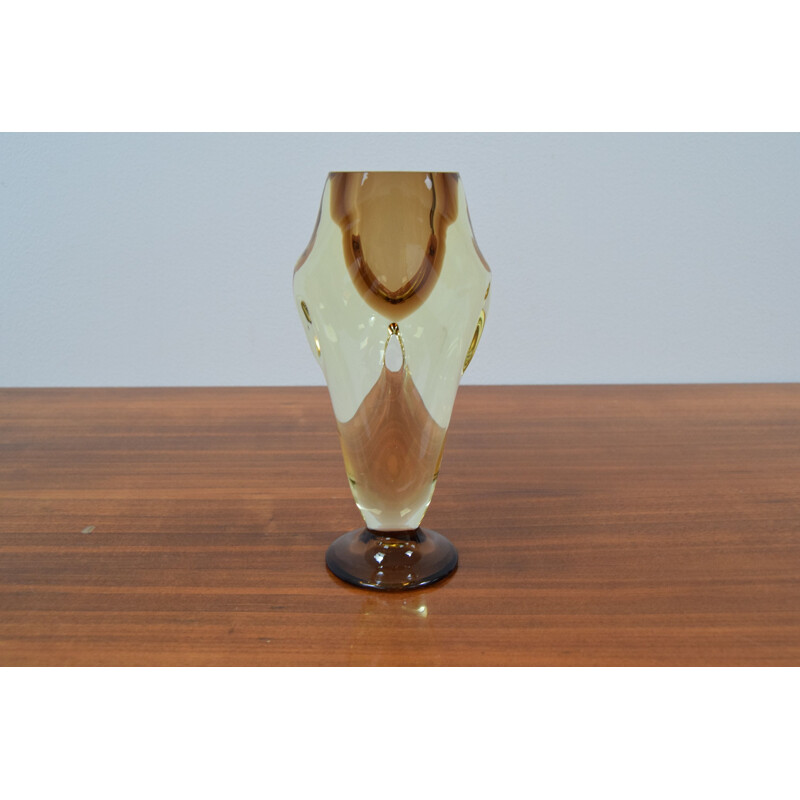 Vintage art glass vase by Chribska, Czechoslovakia 1960