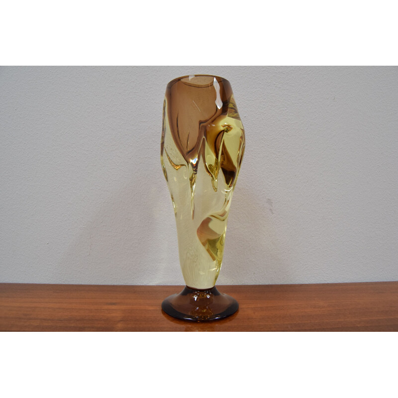 Vintage art glass vase by Chribska, Czechoslovakia 1960