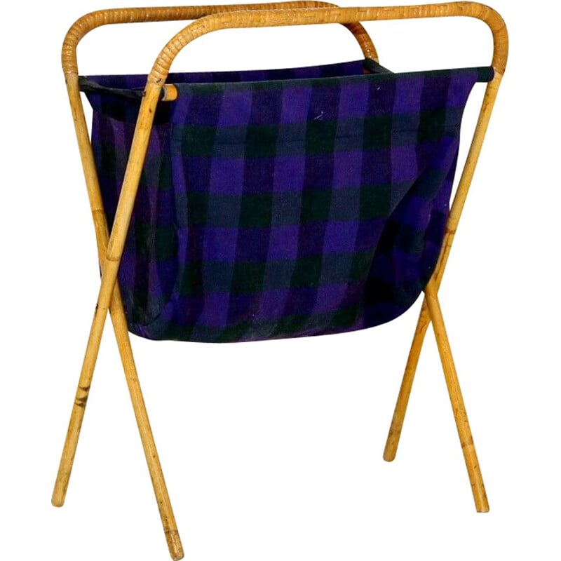 Vintage magazine rack in rattan, Sweden 1960