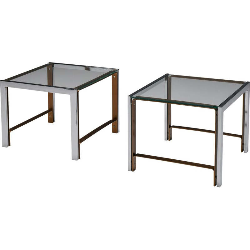 Pair of vintage glass side tables, 1950s
