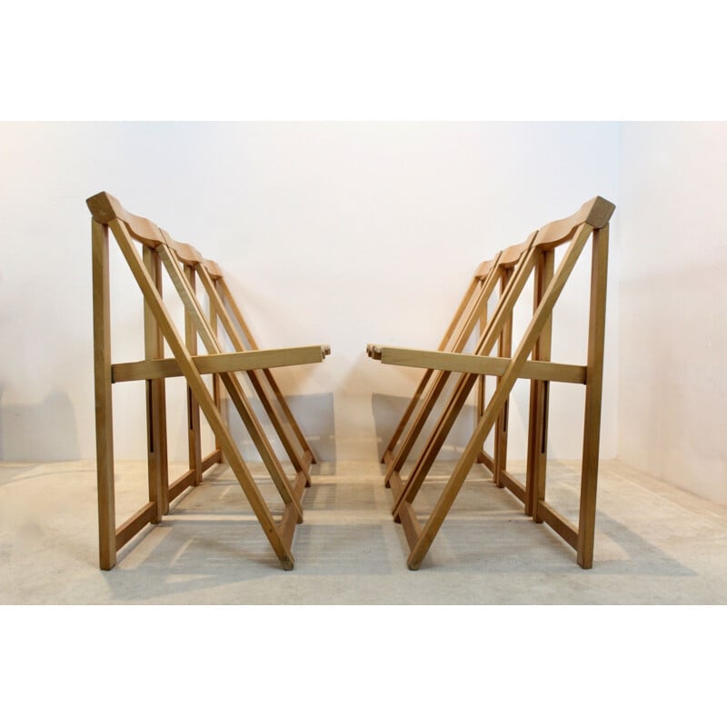Chaise pliante vintage en hêtre par Aldo Jacober pour Alberto Bazzani