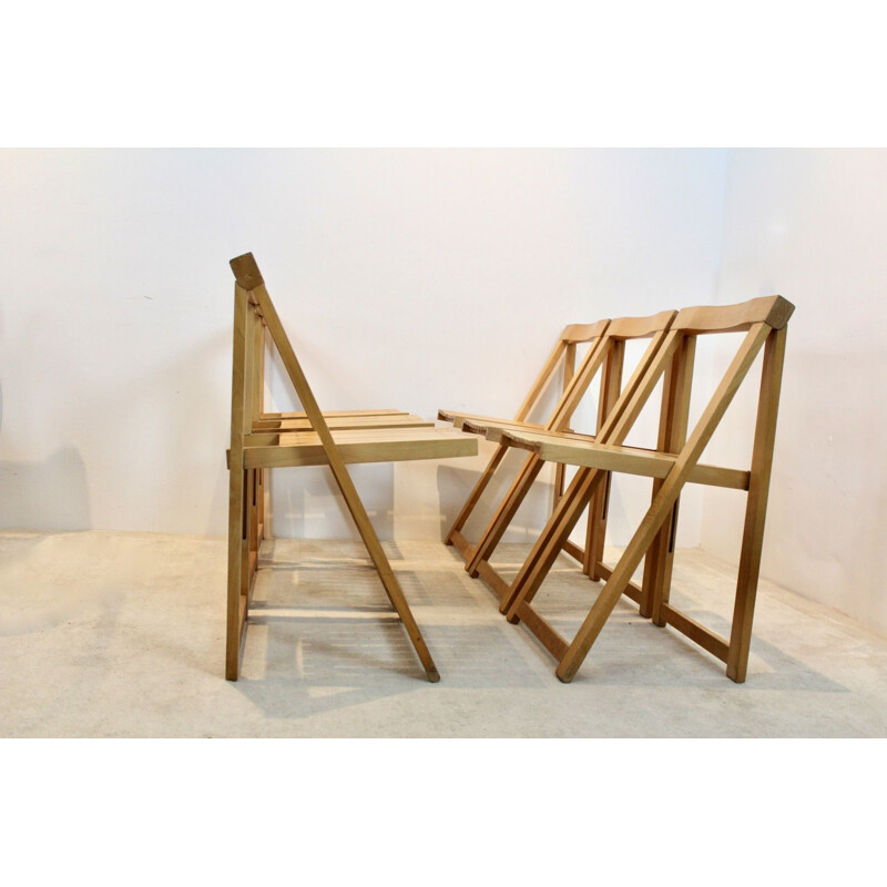 Chaise pliante vintage en hêtre par Aldo Jacober pour Alberto Bazzani