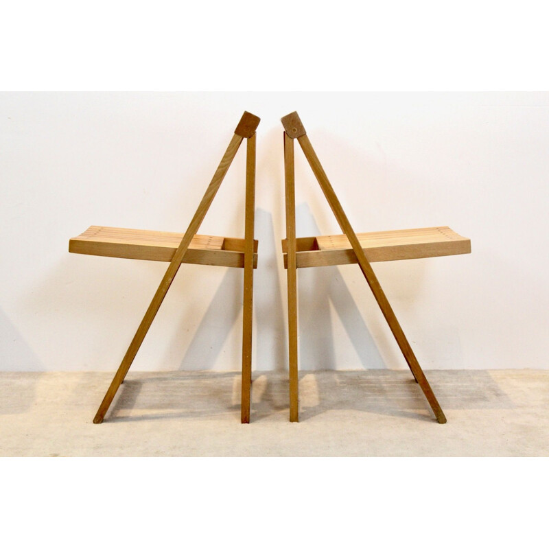 Silla plegable de madera de haya vintage de Aldo Jacober para Alberto Bazzani