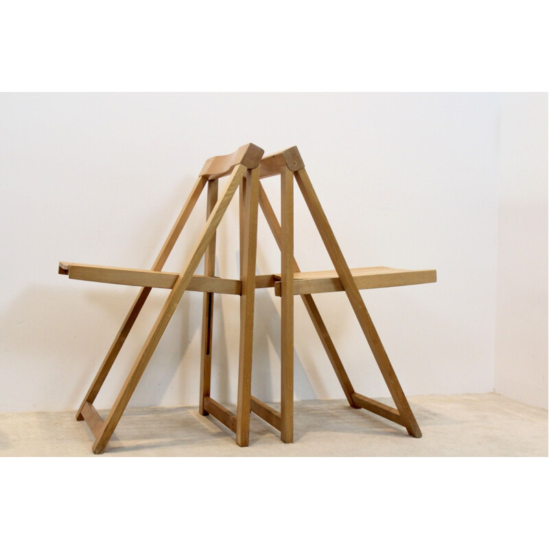 Silla plegable de madera de haya vintage de Aldo Jacober para Alberto Bazzani