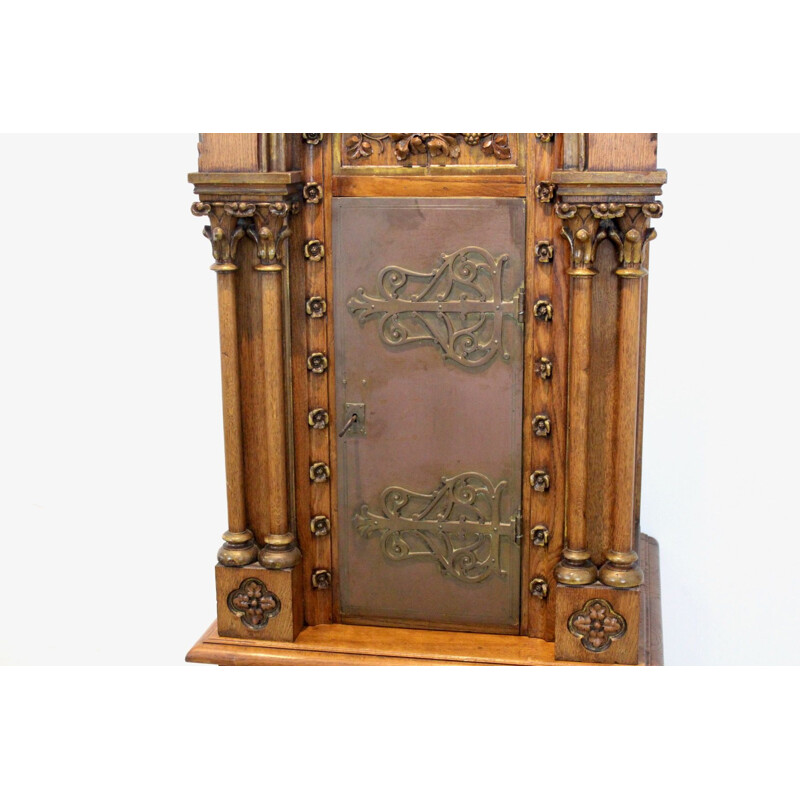 Vintage church tabernacle cabinet in oak wood