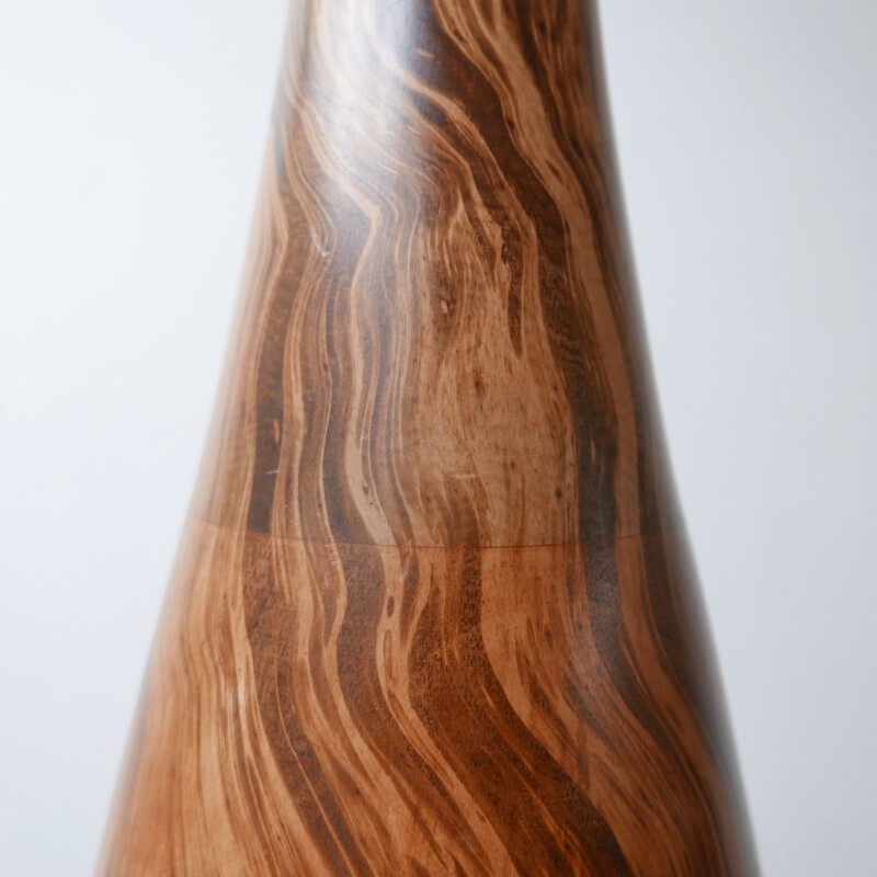 Vintage mango wood tall vase, England 1990s