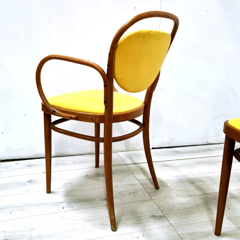 Conjunto de 9 cadeiras Thonet 215 P vintage, Áustria 1970