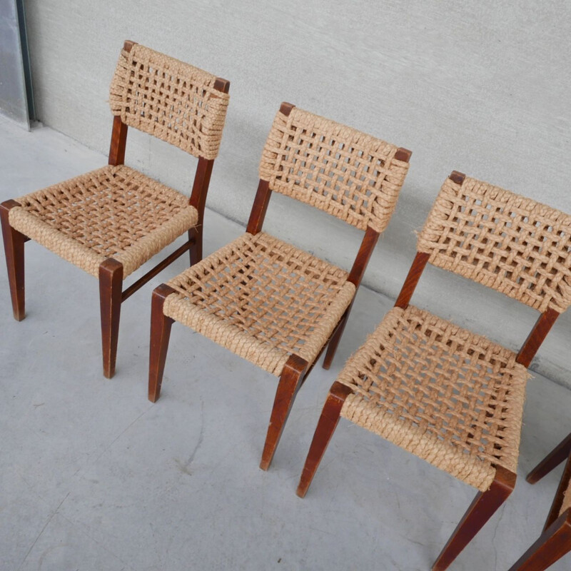 Ensemble de 6 chaises françaises vintage par Audoux-Minet, 1960