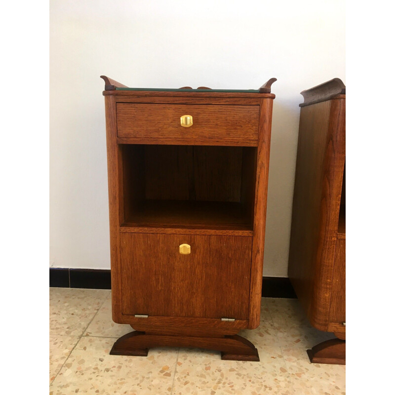 Pair of vintage oak night stands, 1950