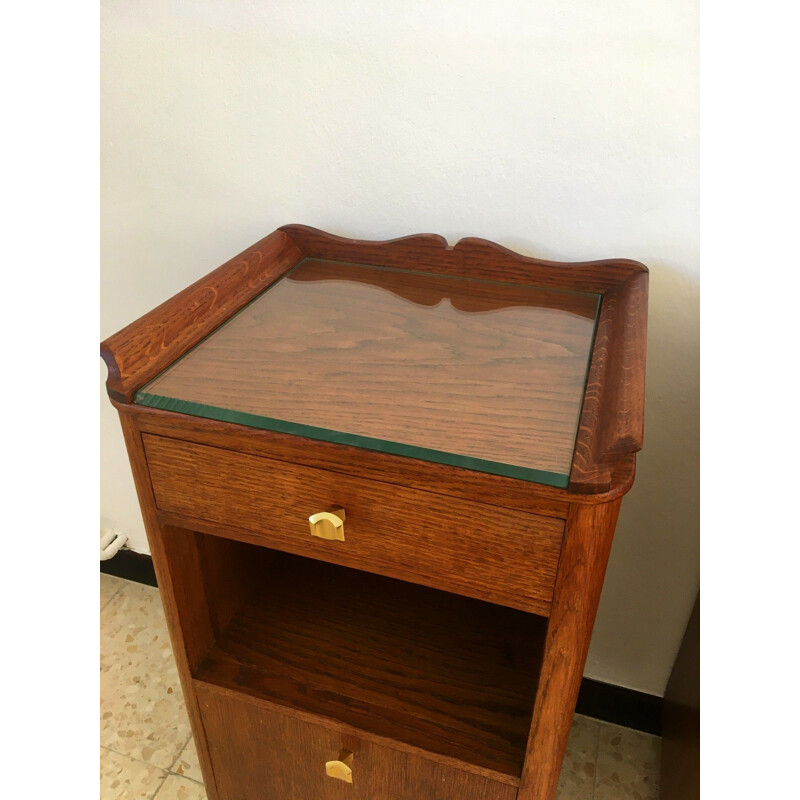 Pair of vintage oak night stands, 1950