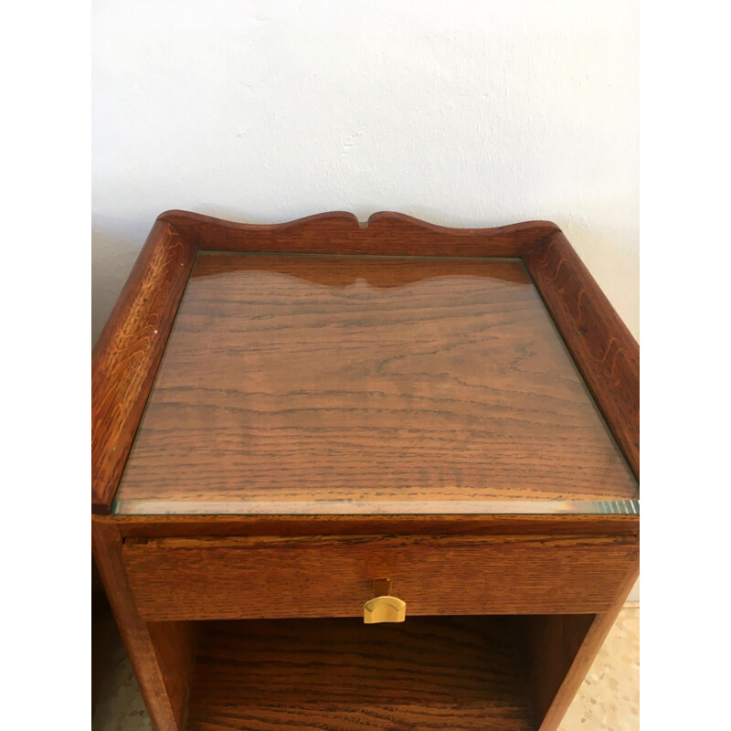 Pair of vintage oak night stands, 1950