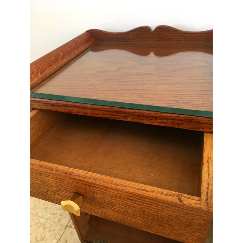 Pair of vintage oak night stands, 1950