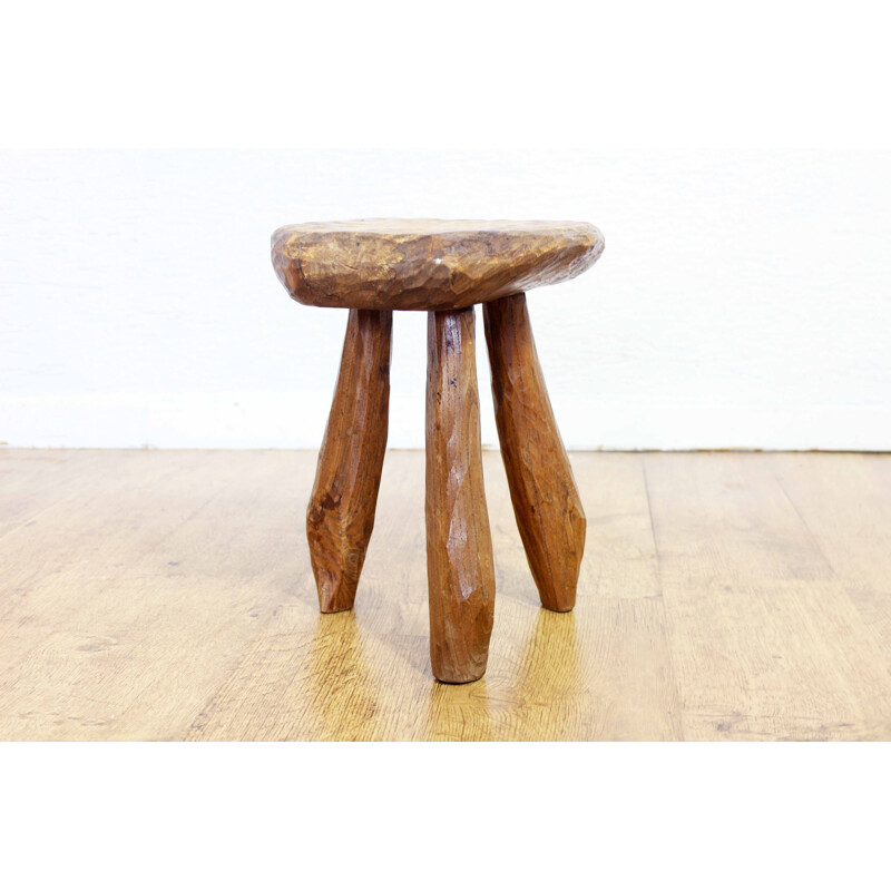 Vintage stool in solid hornbeam wood