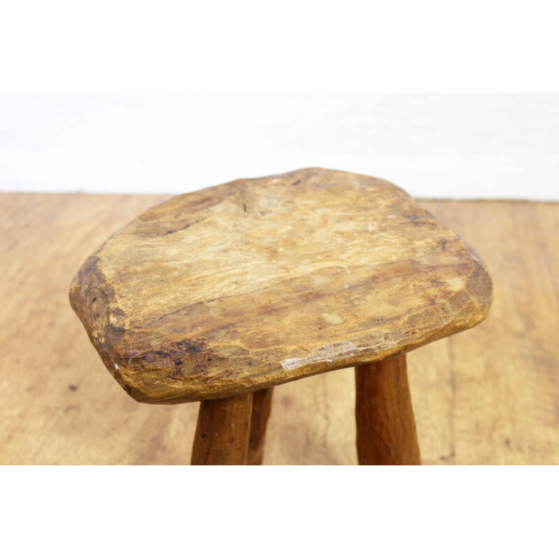 Vintage stool in solid hornbeam wood