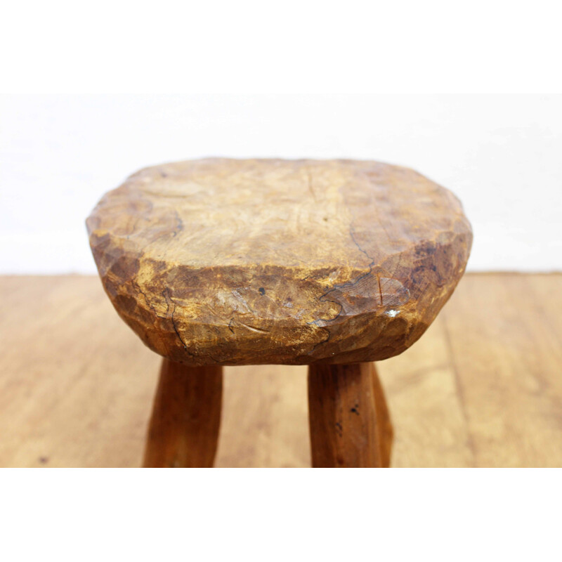 Vintage stool in solid hornbeam wood