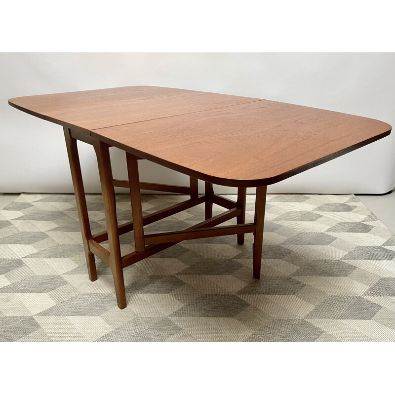 Vintage folding gate leg dining table teak