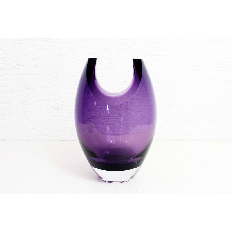 Vintage purple glass vase, 1970