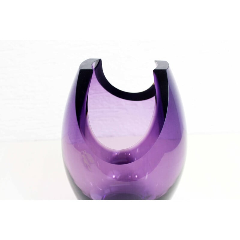 Vintage purple glass vase, 1970