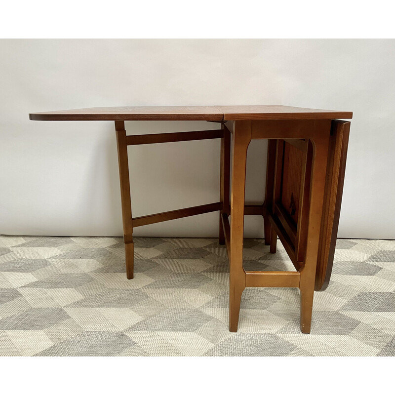 Vintage folding gate leg dining table teak