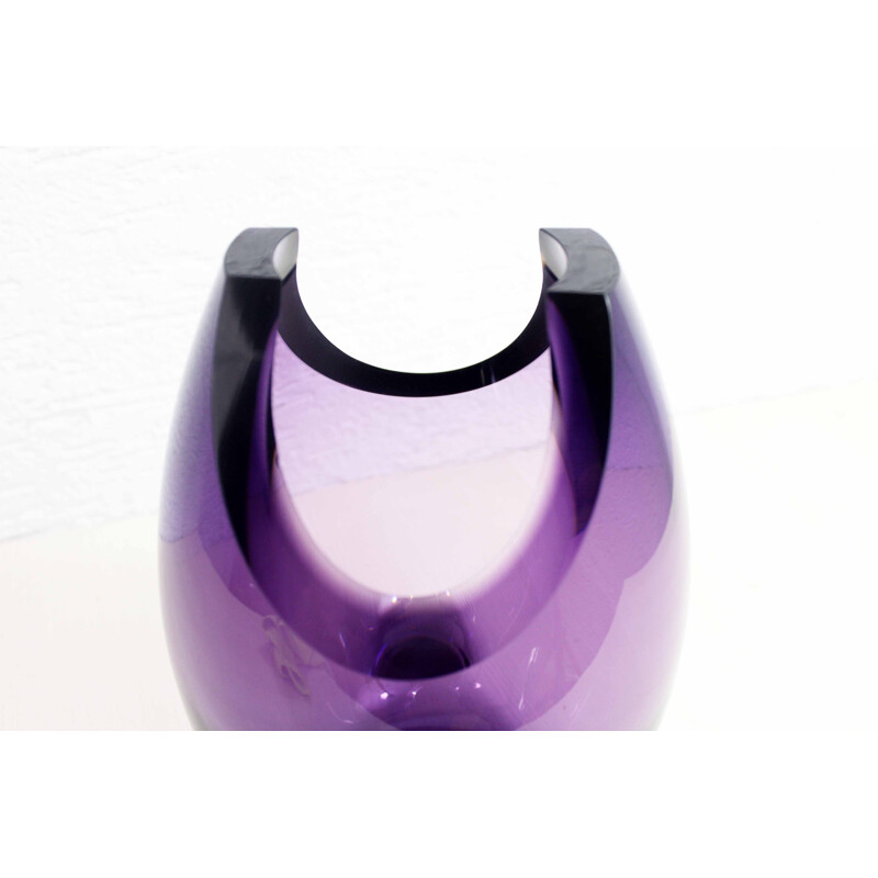 Vintage purple glass vase, 1970