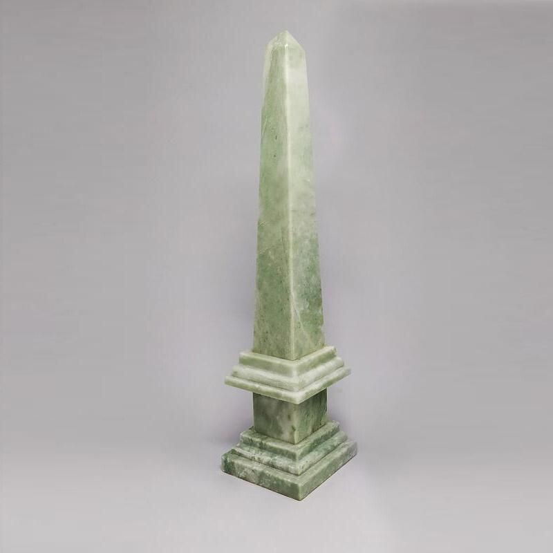 Vintage green marble obelisk handmade, Italy 1960s