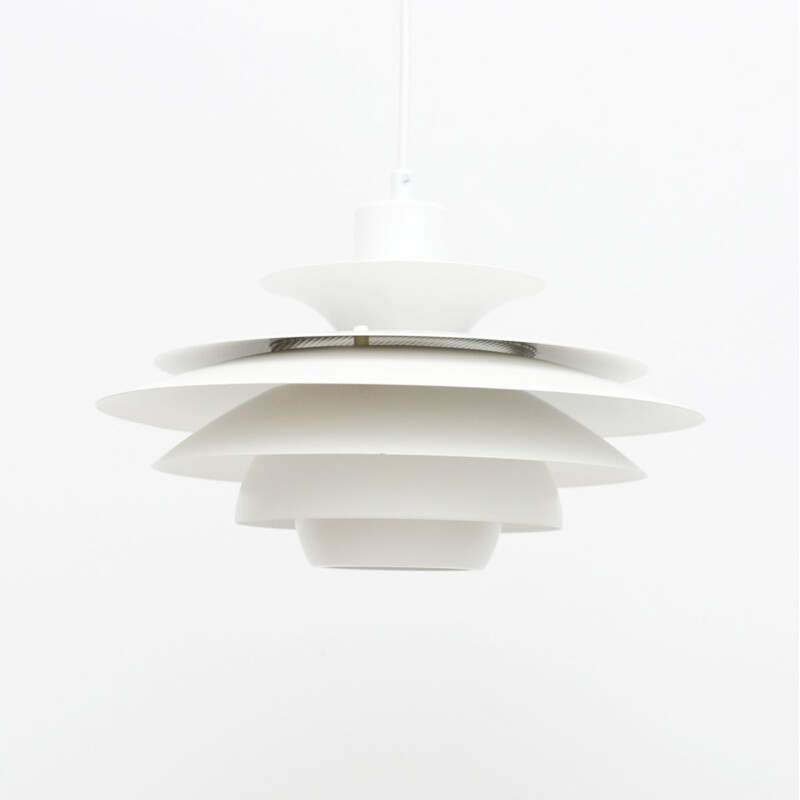 Vintage Jeka white pendant lamp, Denmark 1970s