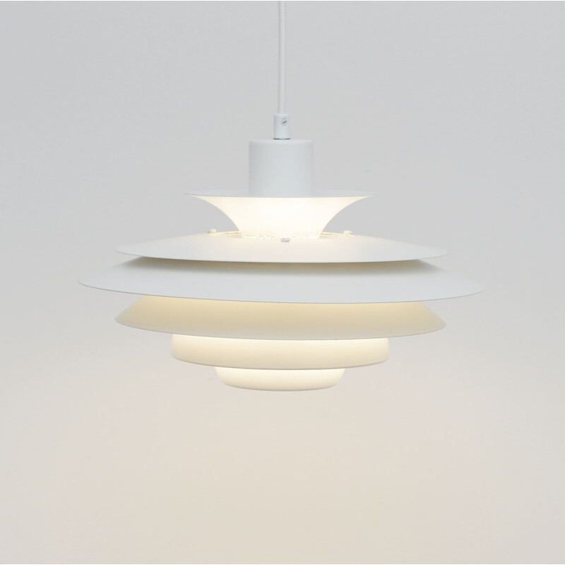 Vintage Jeka white pendant lamp, Denmark 1970s