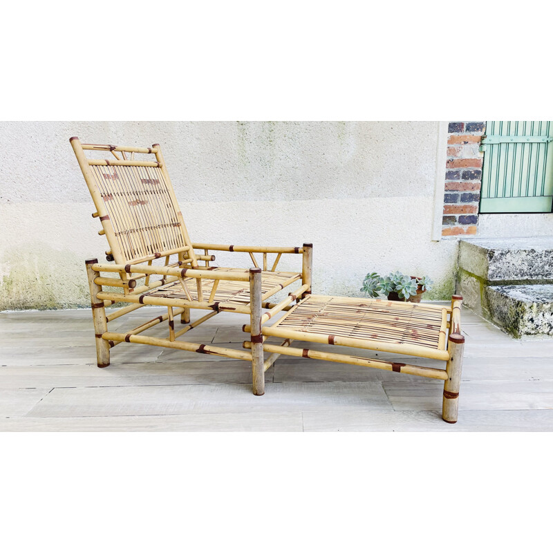 Vintage Cube bamboo lounge chair