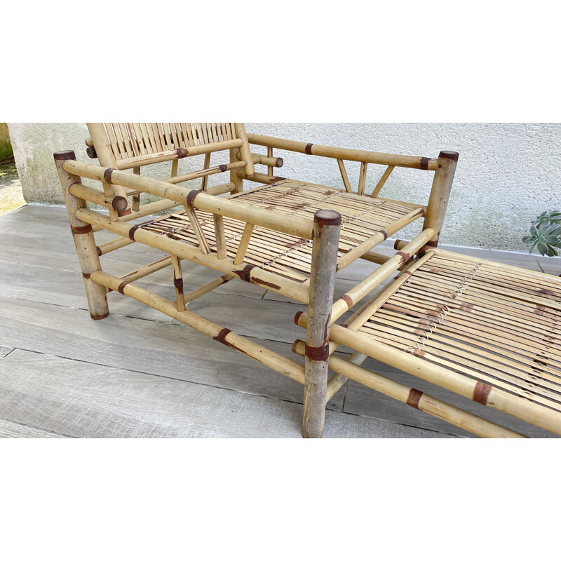 Vintage Cube bamboo lounge chair