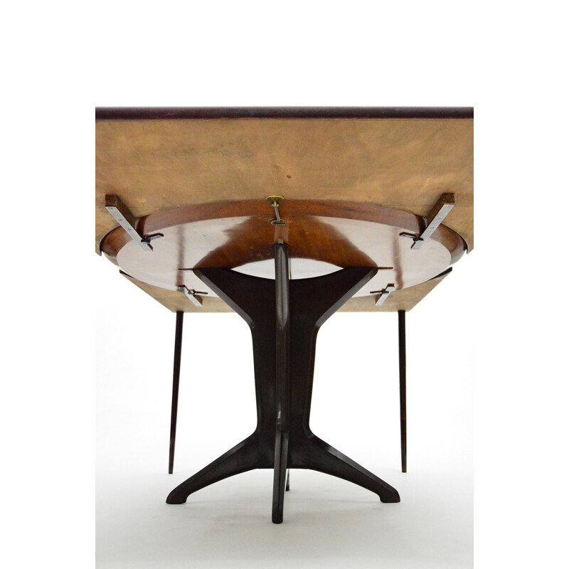 Italian vintage rosewood extending dining table, 1950s