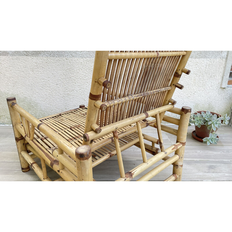 Vintage Cube bamboo lounge chair