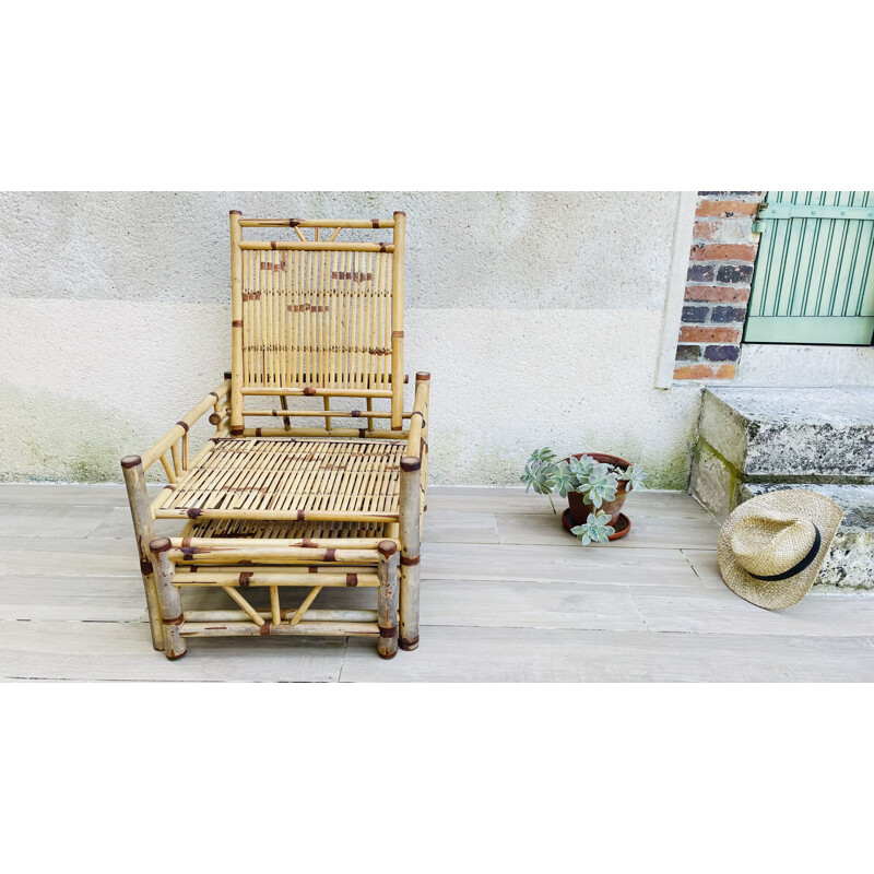 Vintage Cube bamboo lounge chair
