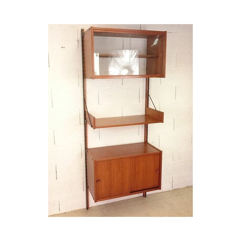 Wall shelving system in teak wood, Poul CADOVIUS - 1950s