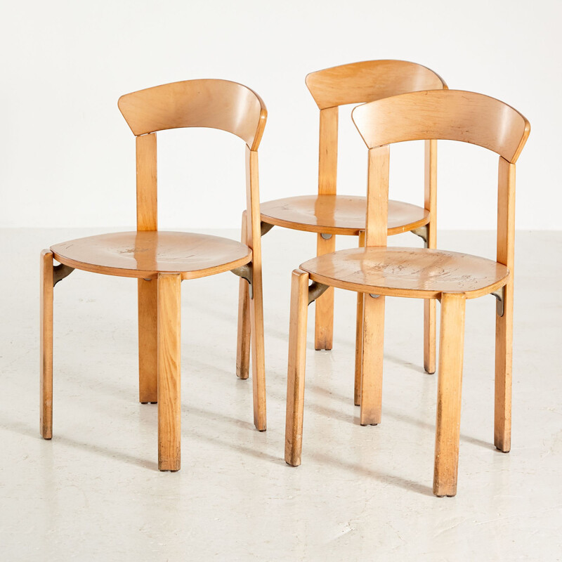 Vintage beechwood chair by Bruno Rey