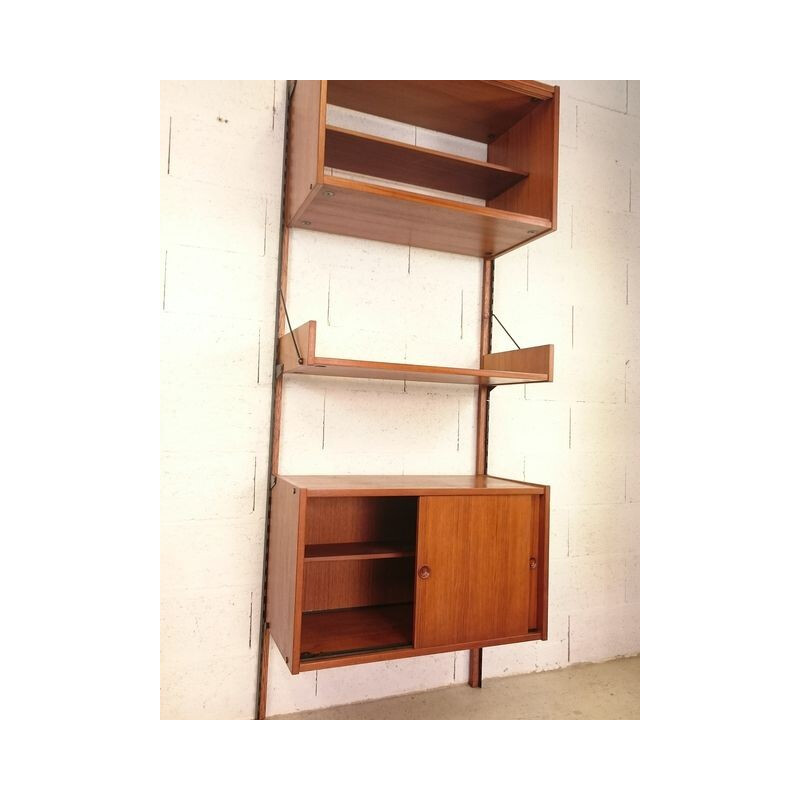 Wall shelving system in teak wood, Poul CADOVIUS - 1950s