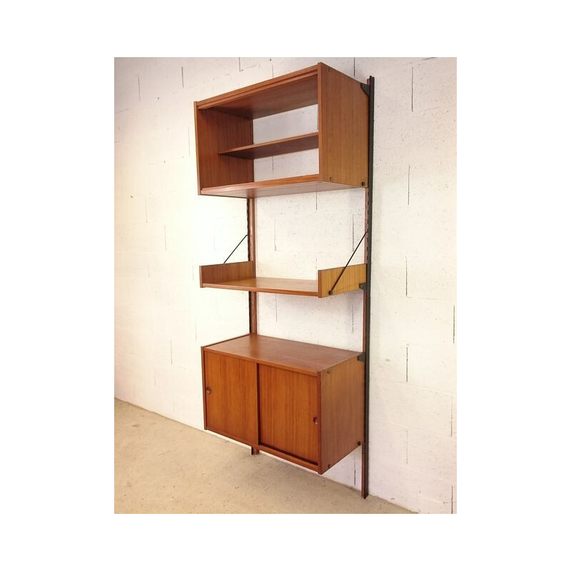 Wall shelving system in teak wood, Poul CADOVIUS - 1950s