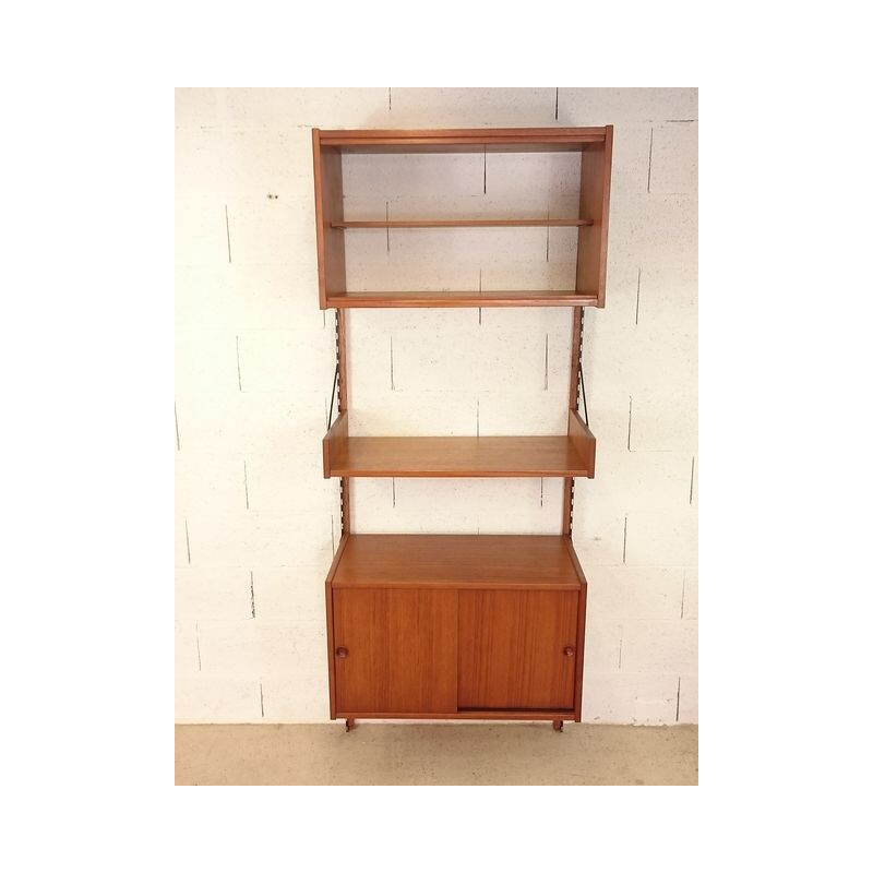 Wall shelving system in teak wood, Poul CADOVIUS - 1950s