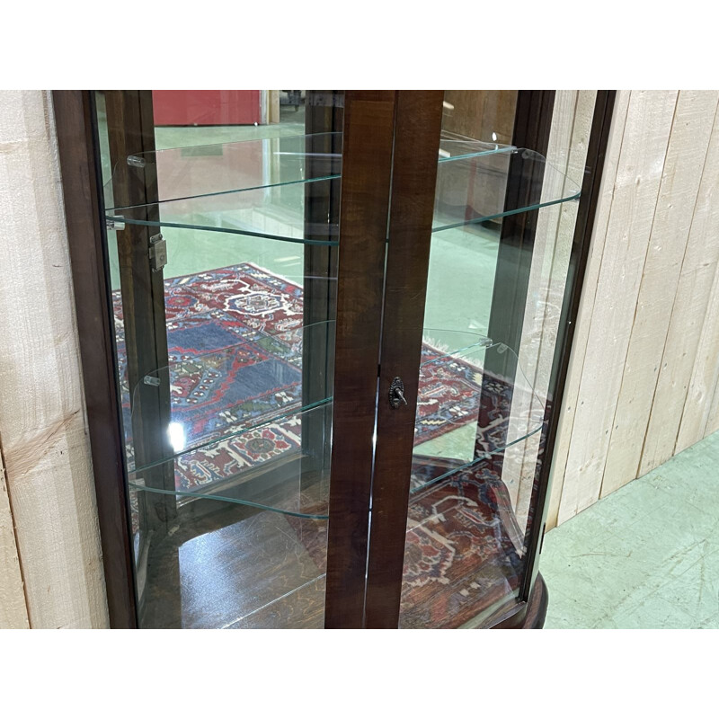 Vintage English mahogany display cabinet, 1930