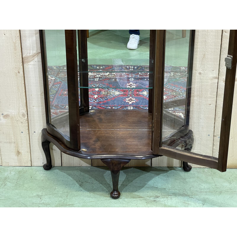 Vintage English mahogany display cabinet, 1930