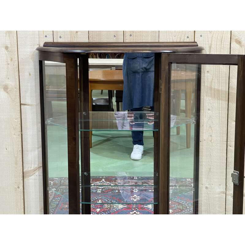 Vintage English mahogany display cabinet, 1930