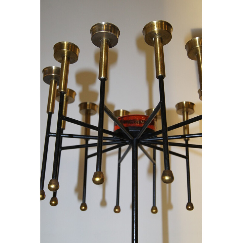 Swedish glass and metal candelabra - 1960s